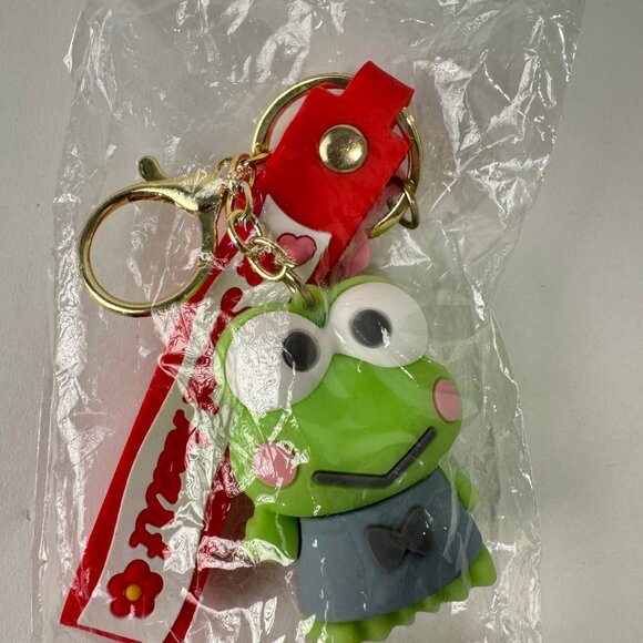 New Keroppi Frog Keychain with Red Strap - Picture 3 of 5